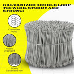 8 Inch x 1,000pc GALVANIZED Double Loop Rebar Wire Ties, 17 Gauge, SIMBASTEEL