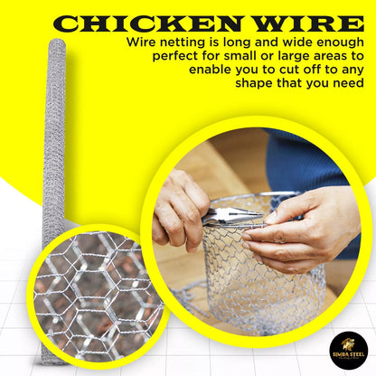 Chicken Wire 1" Hole - 12" - 72" Poultry Mesh Galvanized Poultry Net - Fencing