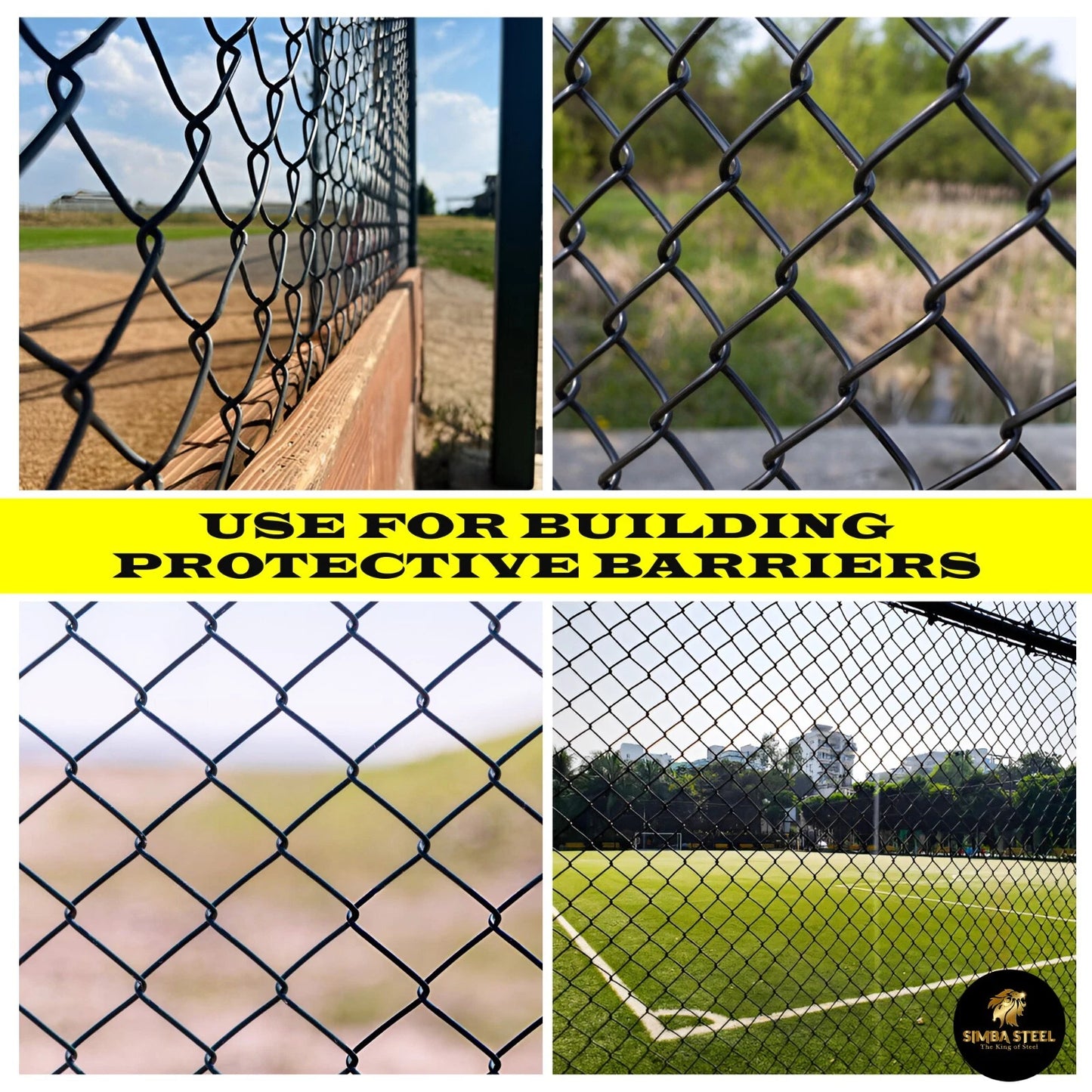 BLACK PVC Coated Galvanized Steel 4X50 ft Chain Link Fence Fabric 11.5 GA SIMBA