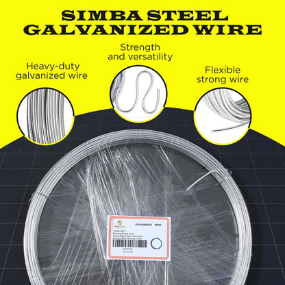 Galvanized Solid Wire 9GAx50,  14GAx100,  16GAx200, Silver. DIY - Multi-purpose.