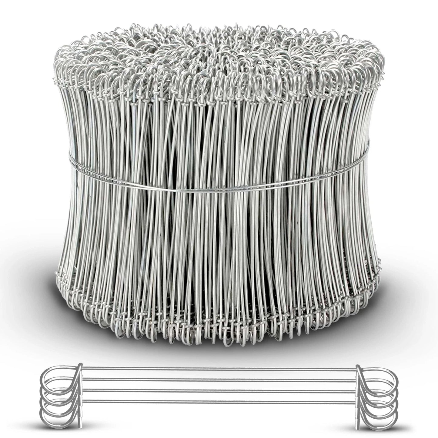8 Inch x 1000pc STAINLESS STEEL Double Loop Rebar Wire Ties, 16 Gage, SIMBASTEEL