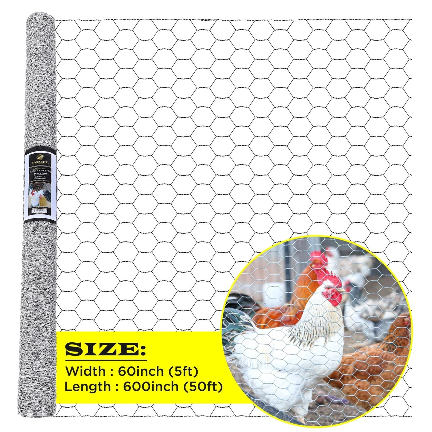 Chicken Wire 1" Hole - 12" - 72" Poultry Mesh Galvanized Poultry Net - Fencing